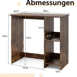 Kleiner Schreibtisch mit 2 Fächern Computertisch Bürotisch PC-Tisch 80 x 40 x 74 cm Weiß/Braun/Natur/Schwarz