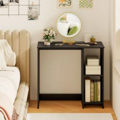 Kleiner Schreibtisch mit 2 Fächern Computertisch Bürotisch PC-Tisch 80 x 40 x 74 cm Weiß/Braun/Natur/Schwarz