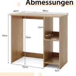 Kleiner Schreibtisch mit 2 Fächern Computertisch Bürotisch PC-Tisch 80 x 40 x 74 cm Weiß/Braun/Natur/Schwarz