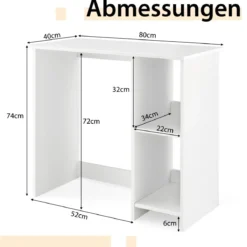 Kleiner Schreibtisch mit 2 Fächern Computertisch Bürotisch PC-Tisch 80 x 40 x 74 cm Weiß/Braun/Natur/Schwarz