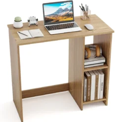 Kleiner Schreibtisch mit 2 Fächern Computertisch Bürotisch PC-Tisch 80 x 40 x 74 cm Weiß/Braun/Natur/Schwarz