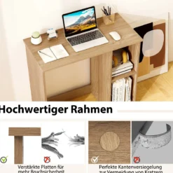 Kleiner Schreibtisch mit 2 Fächern Computertisch Bürotisch PC-Tisch 80 x 40 x 74 cm Weiß/Braun/Natur/Schwarz