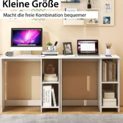 Kleiner Schreibtisch mit 2 Fächern Computertisch Bürotisch PC-Tisch 80 x 40 x 74 cm Weiß/Braun/Natur/Schwarz