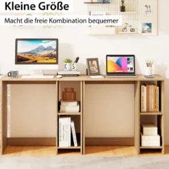Kleiner Schreibtisch mit 2 Fächern Computertisch Bürotisch PC-Tisch 80 x 40 x 74 cm Weiß/Braun/Natur/Schwarz