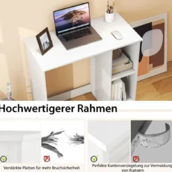 Kleiner Schreibtisch mit 2 Fächern Computertisch Bürotisch PC-Tisch 80 x 40 x 74 cm Weiß/Braun/Natur/Schwarz