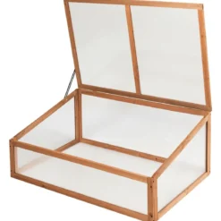 Kleines Kaltgewächshaus aus Holz Schutz für Blumenbeete im Garten oder auf der Terrasse 100 x 65 x 40 cm