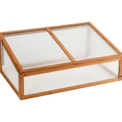 Kleines Kaltgewächshaus aus Holz Schutz für Blumenbeete im Garten oder auf der Terrasse 100 x 65 x 40 cm
