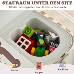 Kleinkind Aufsitzspielzeug Fahrzeug mit Stauraum unter dem Sitz Lichter Musik & Hupe Weiß