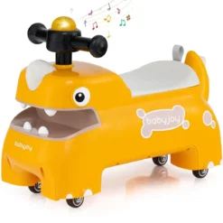 Kleinkind Aufsitzspielzeug Fahrzeug mit Stauraum unter dem Sitz Lichter Musik & Hupe Gelb
