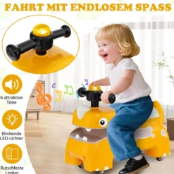 Kleinkind Aufsitzspielzeug Fahrzeug mit Stauraum unter dem Sitz Lichter Musik & Hupe Gelb