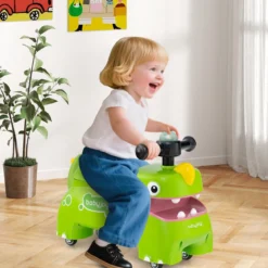 Kleinkind Aufsitzspielzeug Fahrzeug mit Stauraum unter dem Sitz Lichter Musik & Hupe Grün