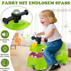 Kleinkind Aufsitzspielzeug Fahrzeug mit Stauraum unter dem Sitz Lichter Musik & Hupe Grün