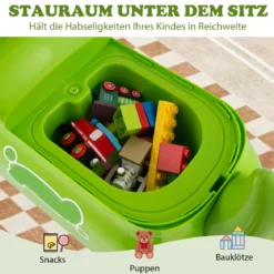Kleinkind Aufsitzspielzeug Fahrzeug mit Stauraum unter dem Sitz Lichter Musik & Hupe Grün