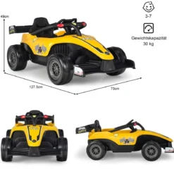 Kleinkind-Elektroauto 12-V-Kinderauto Elektrisches Rennauto für Kleinkinder mit Fernbedienung Gelb