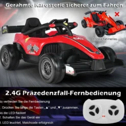 Kleinkind-Elektroauto 12-V-Kinderauto Elektrisches Rennauto für Kleinkinder mit Fernbedienung Rot