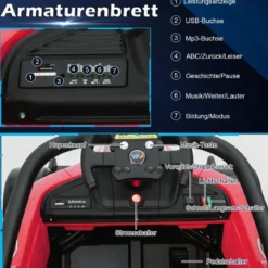Kleinkind-Elektroauto 12-V-Kinderauto Elektrisches Rennauto für Kleinkinder mit Fernbedienung Rot