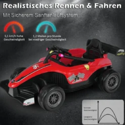 Kleinkind-Elektroauto 12-V-Kinderauto Elektrisches Rennauto für Kleinkinder mit Fernbedienung Rot