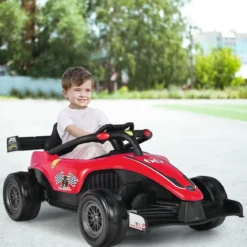 Kleinkind-Elektroauto 12-V-Kinderauto Elektrisches Rennauto für Kleinkinder mit Fernbedienung Rot