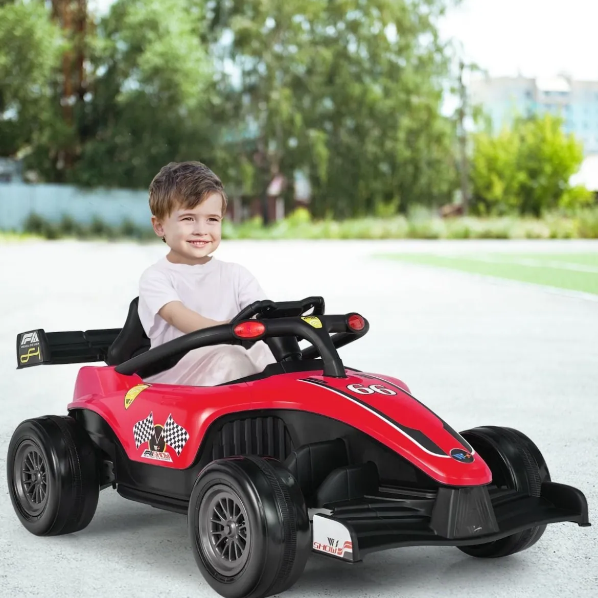 Kleinkind-Elektroauto 12-V-Kinderauto Elektrisches Rennauto für Kleinkinder mit Fernbedienung Rot