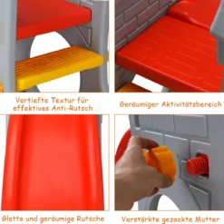 Kleinkindrutsche Kinderrutsche Kinderschlossrutsche mit Basketballkorb und Teleskopspielzeug