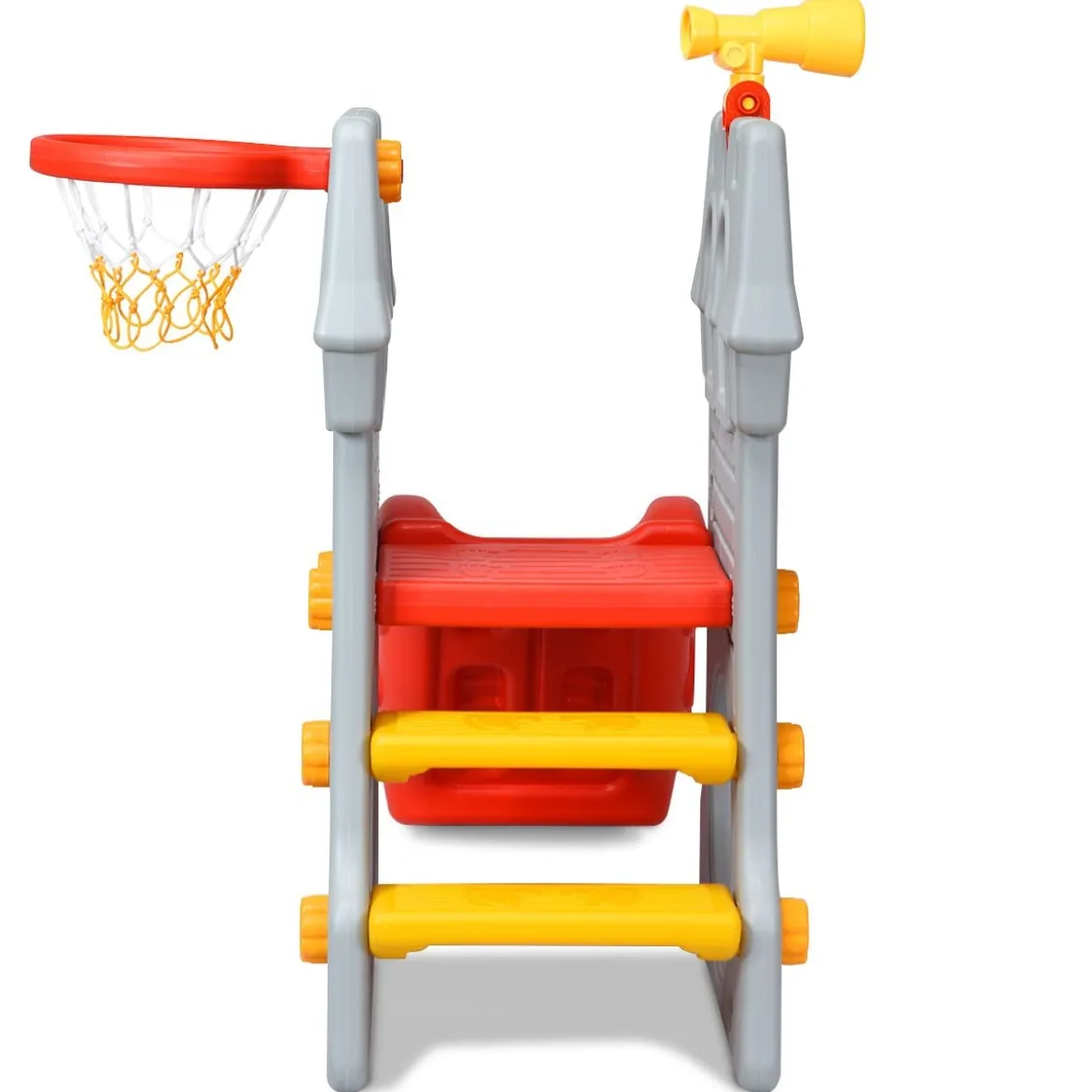 Kleinkindrutsche Kinderrutsche Kinderschlossrutsche mit Basketballkorb und Teleskopspielzeug