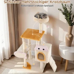Klein Kratzbaum mit Fischförmigem Kratzbrett Holz Katzenbaum Katzenkratzbaum Kletterbaum