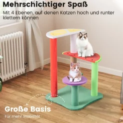Klein Kratzbaum mit Plattformen & Erdbeerball & Kratzpfosten Niedliches Obstthema Katzenbaum