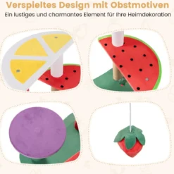 Klein Kratzbaum mit Plattformen & Erdbeerball & Kratzpfosten Niedliches Obstthema Katzenbaum