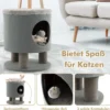 Klein Kratzbaum mit Weicher Sitzfläche & 3 Sisal-Kratzsäulen & Ball Hocker 40 x 40 x 47 cm Grau