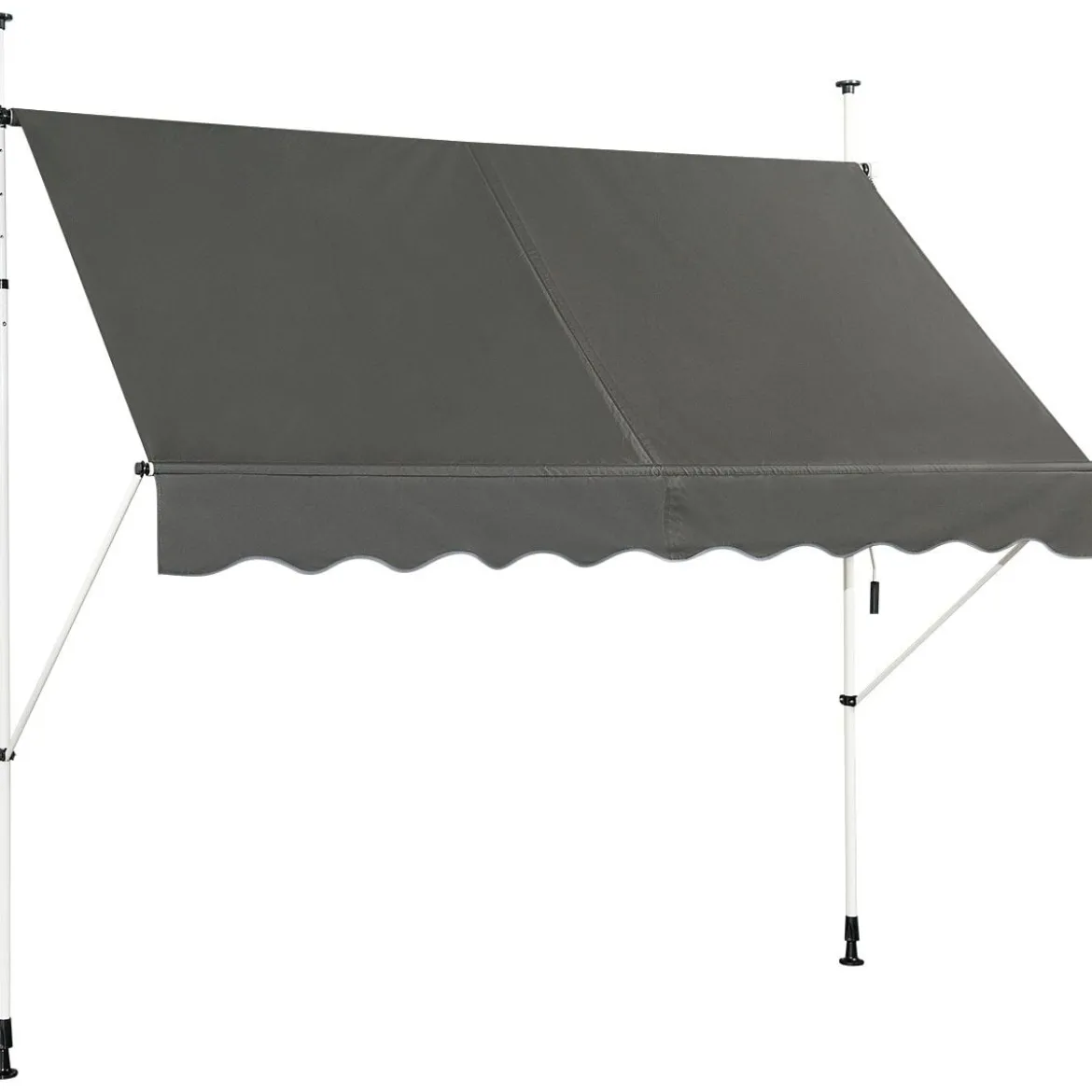 Klemmmarkise Balkonmarkise höhenverstellbar Markise mit Handkurbel Sonnenschutz250 x 120 cm Grau
