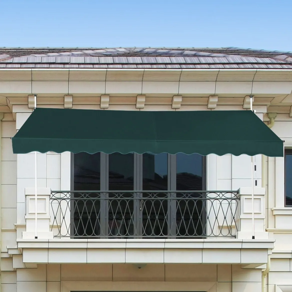 Klemmmarkise 350 cm breit Balkonmarkise ohne Bohren UV-beständig höhenverstellbar