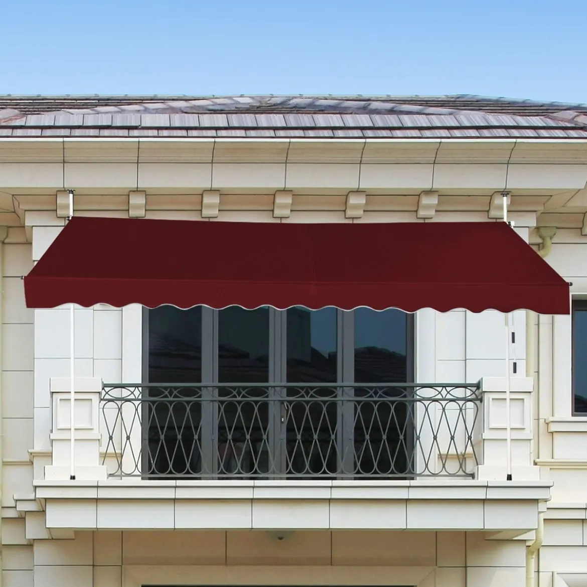 Klemmmarkise 350 cm breit Balkonmarkise ohne Bohren UV-beständig höhenverstellbar