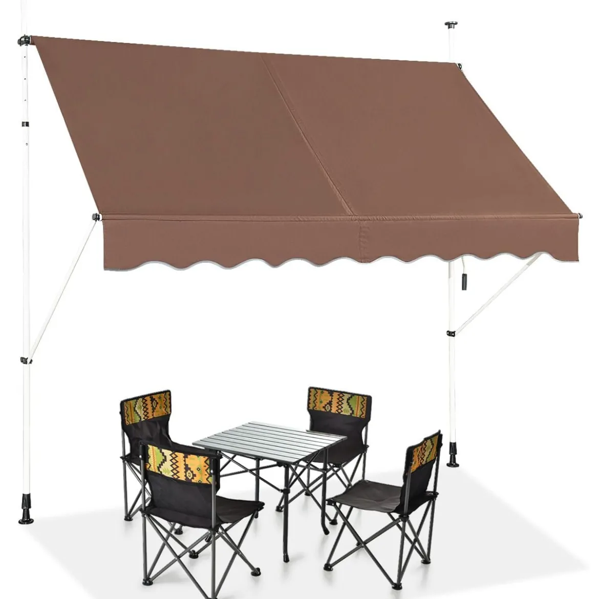 Klemmmarkise 200 cm breit Balkonmarkise ohne Bohren UV-beständig höhenverstellbar Braun