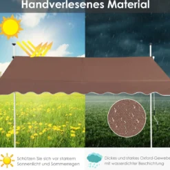 Klemmmarkise 200 cm breit Balkonmarkise ohne Bohren UV-beständig höhenverstellbar Braun