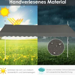 Klemmmarkise 400 cm breit Balkonmarkise ohne Bohren UV-beständig höhenverstellbar