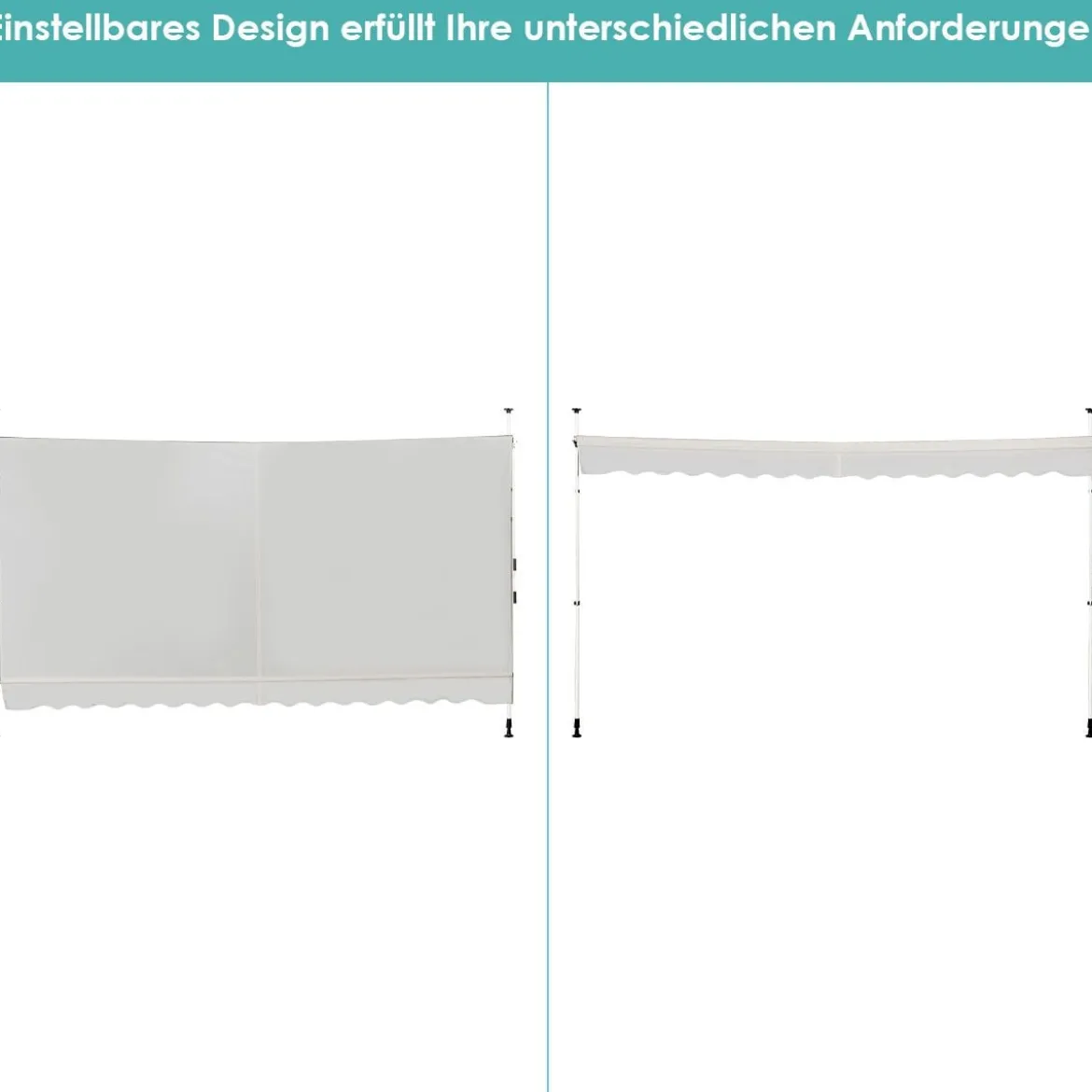 Klemmmarkise 400 cm breit Balkonmarkise ohne Bohren UV-beständig höhenverstellbar