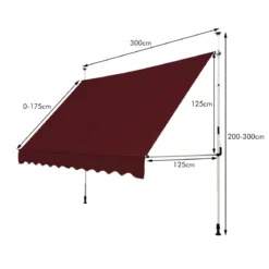 Klemmmarkise 300 cm breit Balkonmarkise ohne Bohren UV-beständig höhenverstellbar