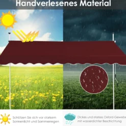 Klemmmarkise 300 cm breit Balkonmarkise ohne Bohren UV-beständig höhenverstellbar