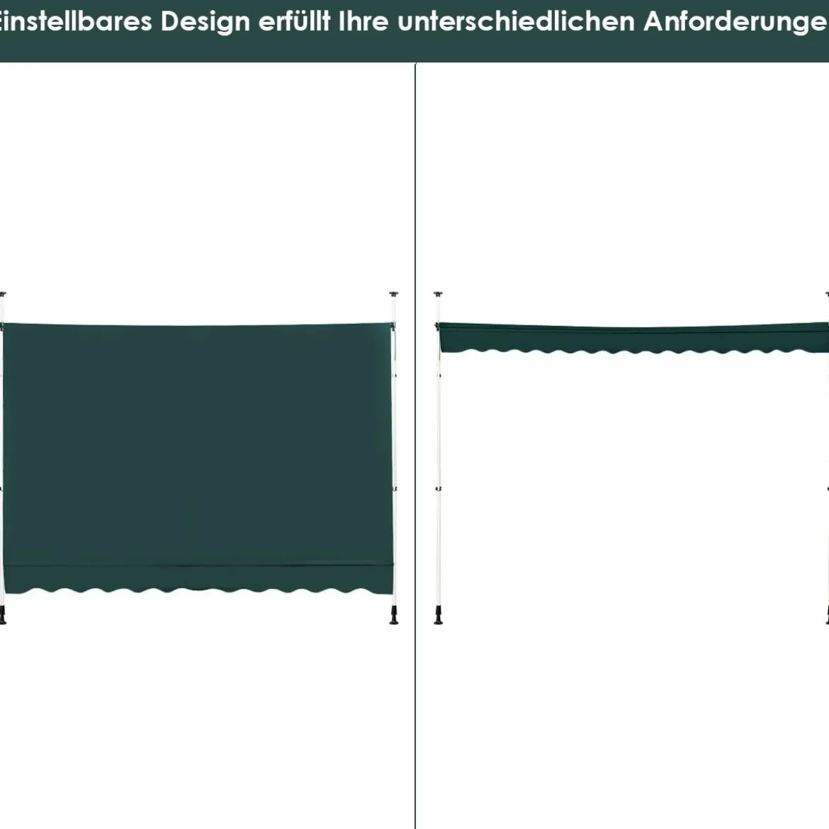 Klemmmarkise 300 cm breit Balkonmarkise ohne Bohren UV-beständig höhenverstellbar