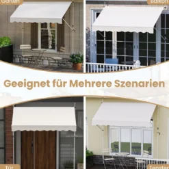 Klemmmarkise ohne Bohren mit Handkurbel Höhenverstellbare & UV-beständige 250 cm
