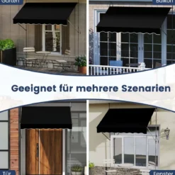 Klemmmarkise ohne Bohren mit Handkurbel Höhenverstellbare & UV-beständige 250 cm