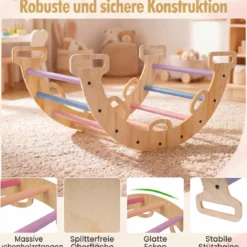 Kletterbogen Holz Montessori Kletterwippe mit Weichem Kissen für Kinder ab 3 Jahre