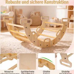 Kletterbogen Holz Montessori Kletterwippe mit Weichem Kissen für Kinder ab 3 Jahre