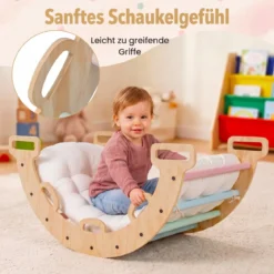 Kletterbogen Holz Montessori Kletterwippe mit Weichem Kissen für Kinder ab 3 Jahre