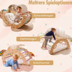 Kletterbogen Holz Montessori Kletterwippe mit Weichem Kissen für Kinder ab 3 Jahre