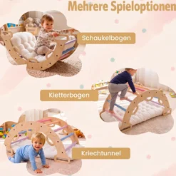Kletterbogen Holz Montessori Kletterwippe mit Weichem Kissen für Kinder ab 3 Jahre