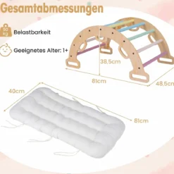 Kletterbogen Holz Montessori Kletterwippe mit Weichem Kissen für Kinder ab 3 Jahre