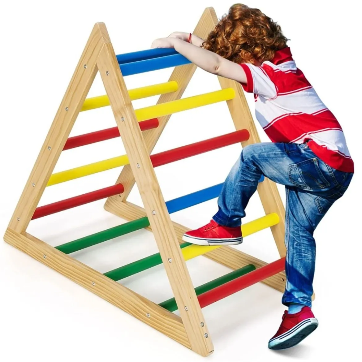 Kletter-Dreieck-Leiter Holz-Dreieck-Kletterer für Kinder 93 x 46 x 81 cm Bunt