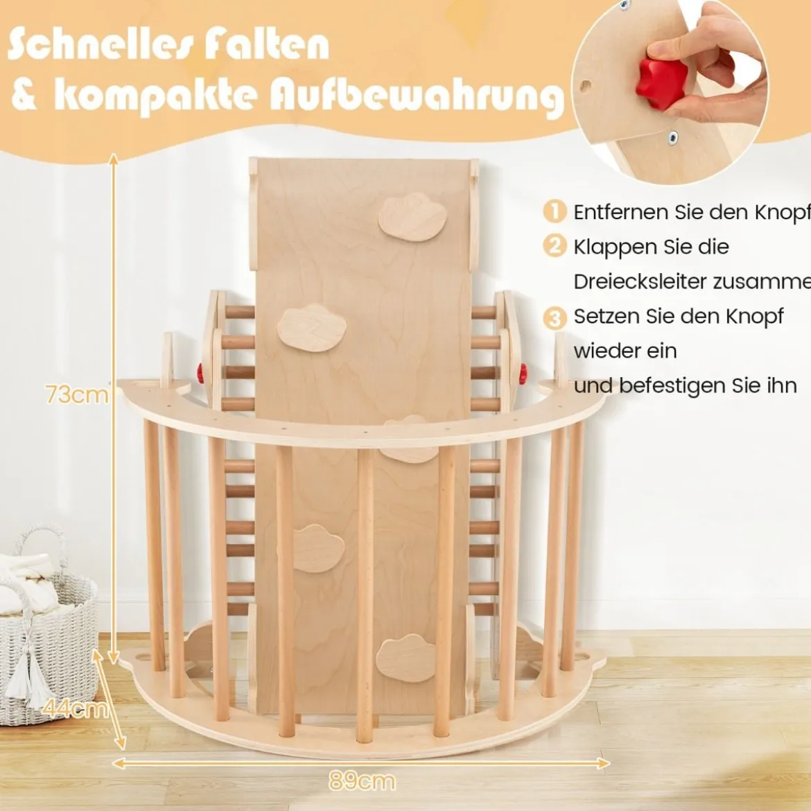 Kletterdreieck mit Rutsche & Kletterbogen Klettergerüst inkl. Doppelseitige Rampe