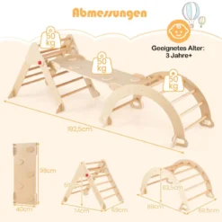 Kletterdreieck mit Rutsche & Kletterbogen Klettergerüst inkl. Doppelseitige Rampe